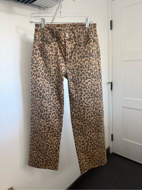 American Eagle Outfitters Leopard Print Wide-Leg Jeans - Brown/Black